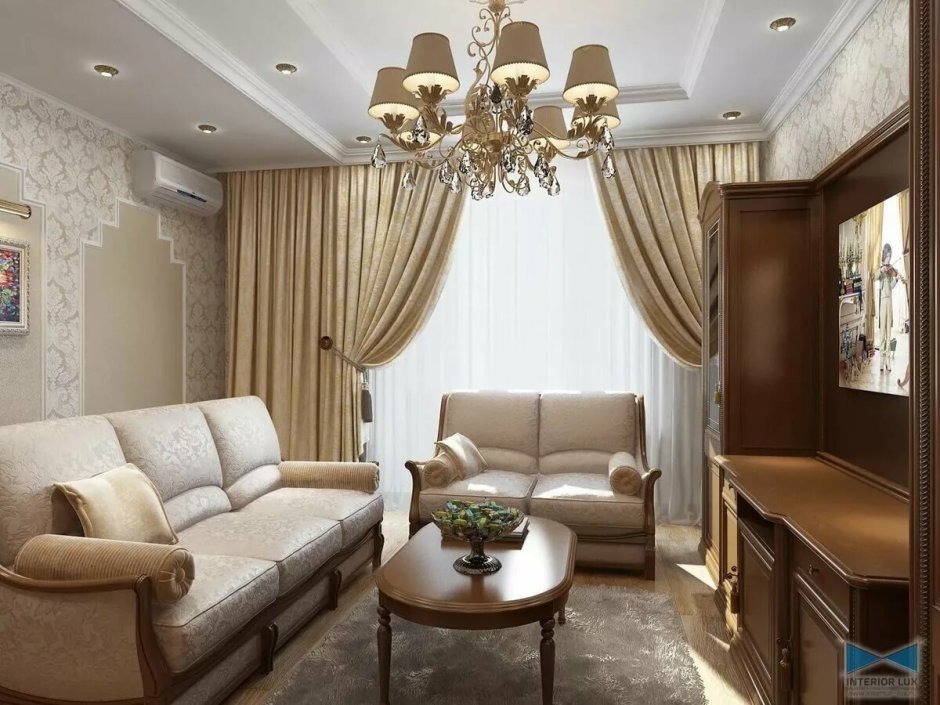 Натяжные потолки гостиная 18кв