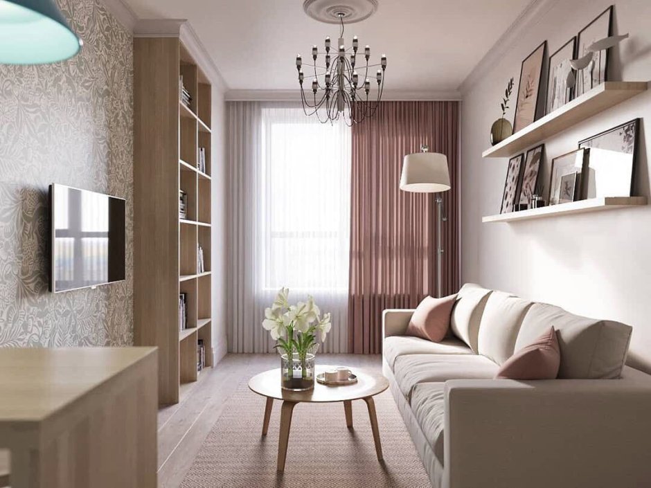 Интерьер зала 16кв квадратного