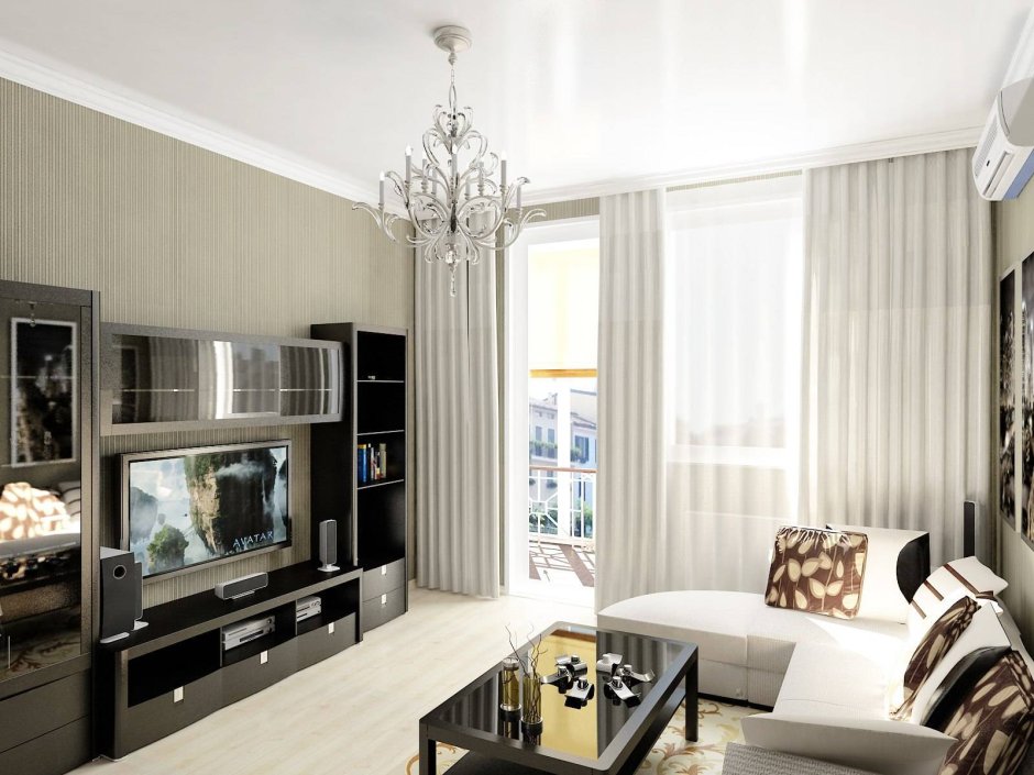 Гостиная в бежевых тонах