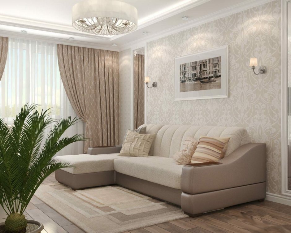 Гостиная 16 м2 в стиле лофт