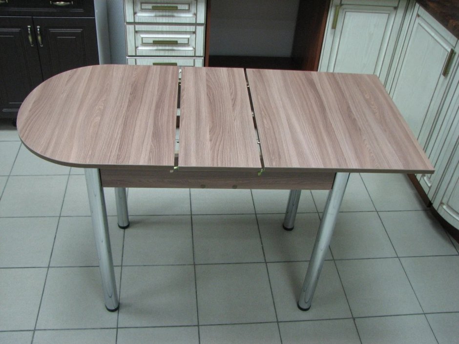 Стол пристенный раскладной ЛДСП/хром №12