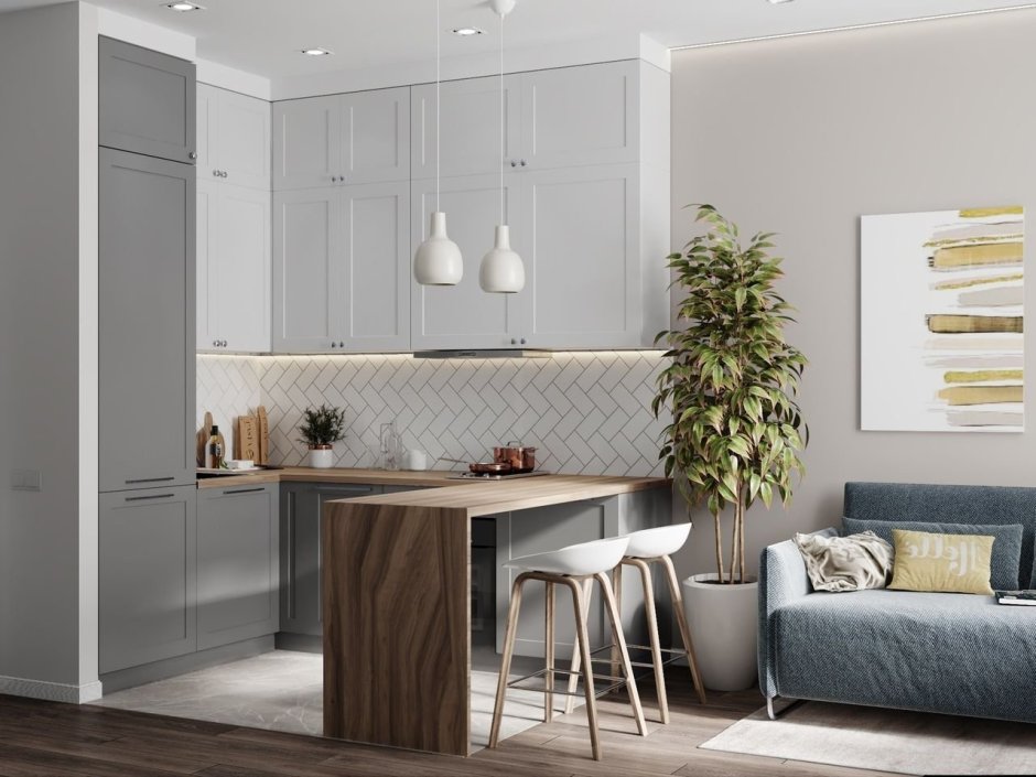 Барная стойка из гипсокартона на кухне