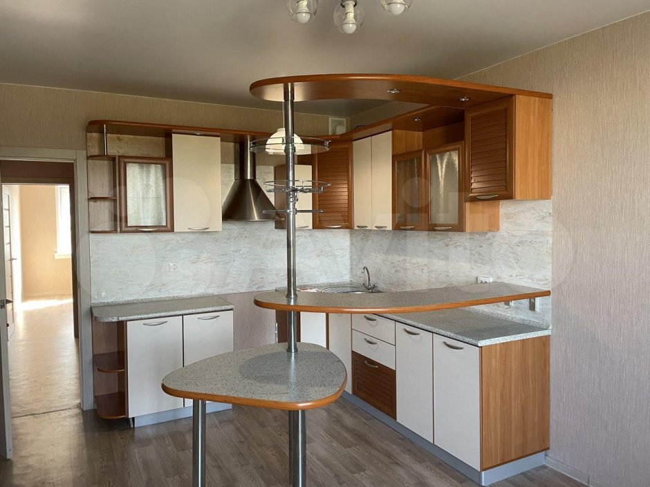 Зонирование кухни в студии 28 кв.м