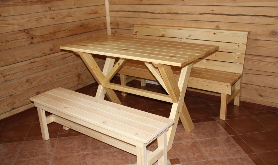 Стол и лавки для бани