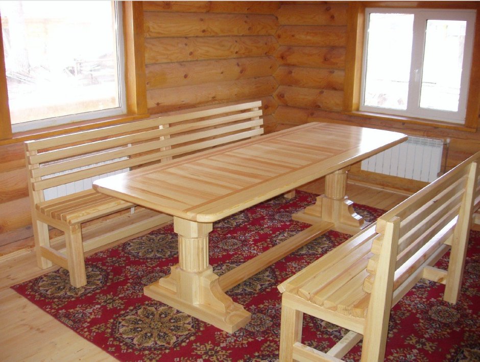 Деревянный стол в баню