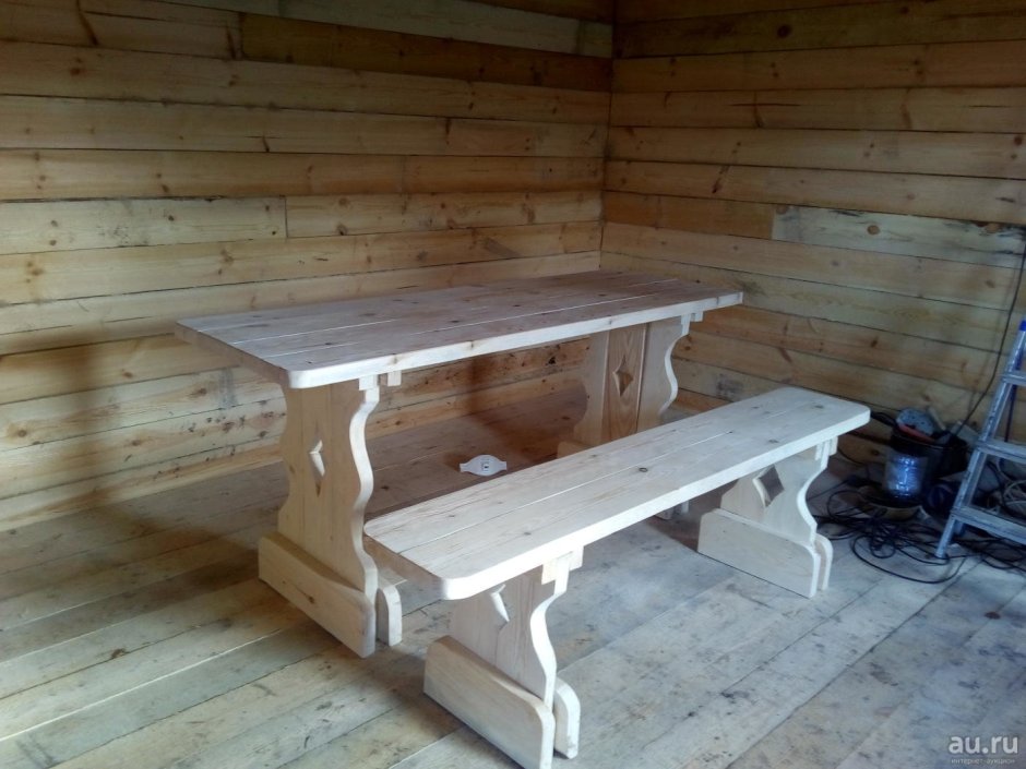 Стол с лавочками в баню