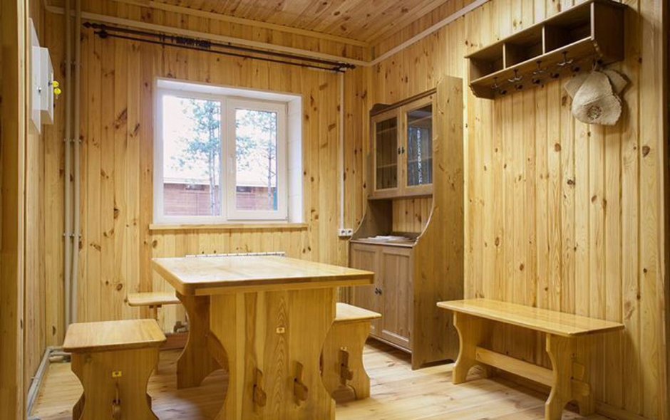 Мебель для бани из бревна