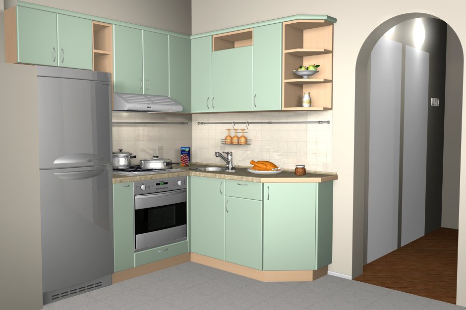 Серебристый кухонный гарнитур