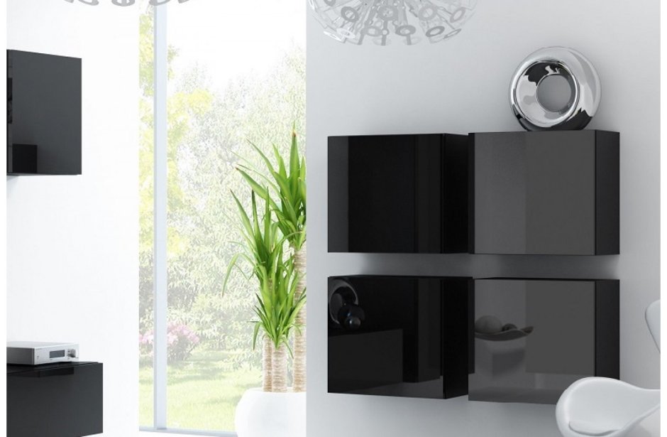 Навесной шкаф Лойд Тип-50 чёрный/чёрный глянец