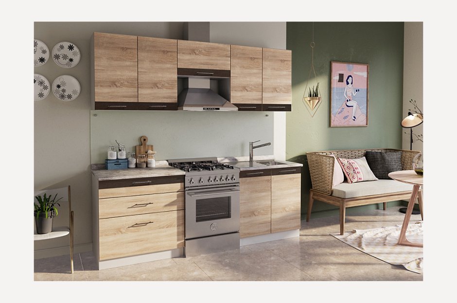 Кухня в цвете дуб сонома светлый