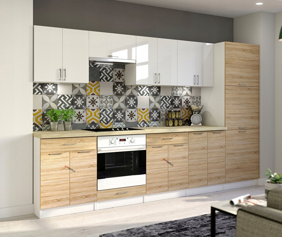 Кухня дуб сонома и белый