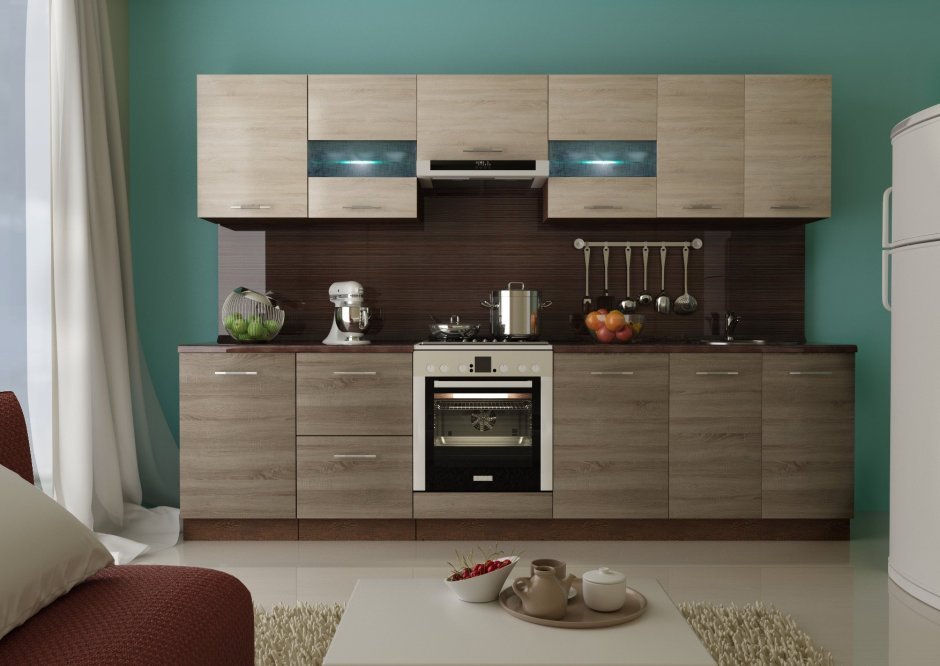 Кухня Лайт 2м сонома глянец белый