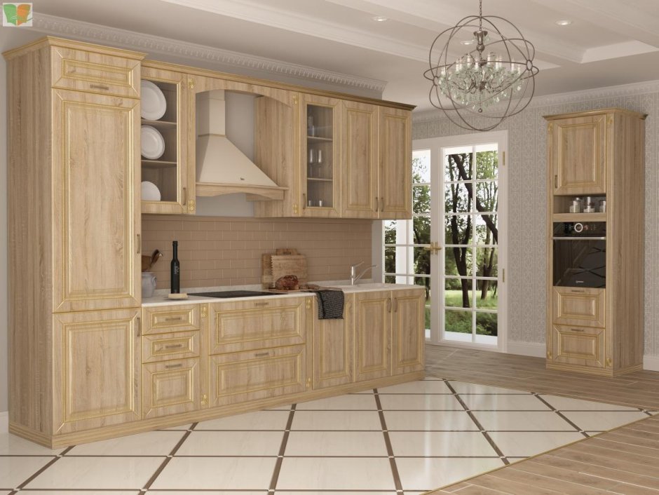 Кухня дуб сонома темный светлый