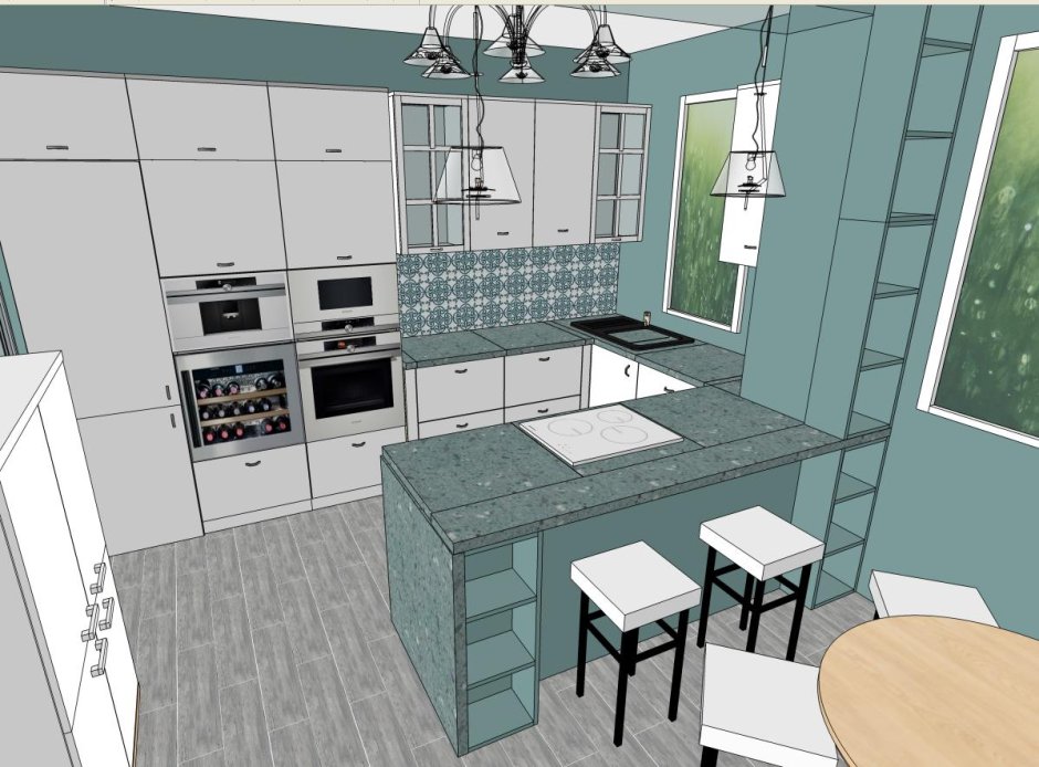 Кухни скетчап лофт