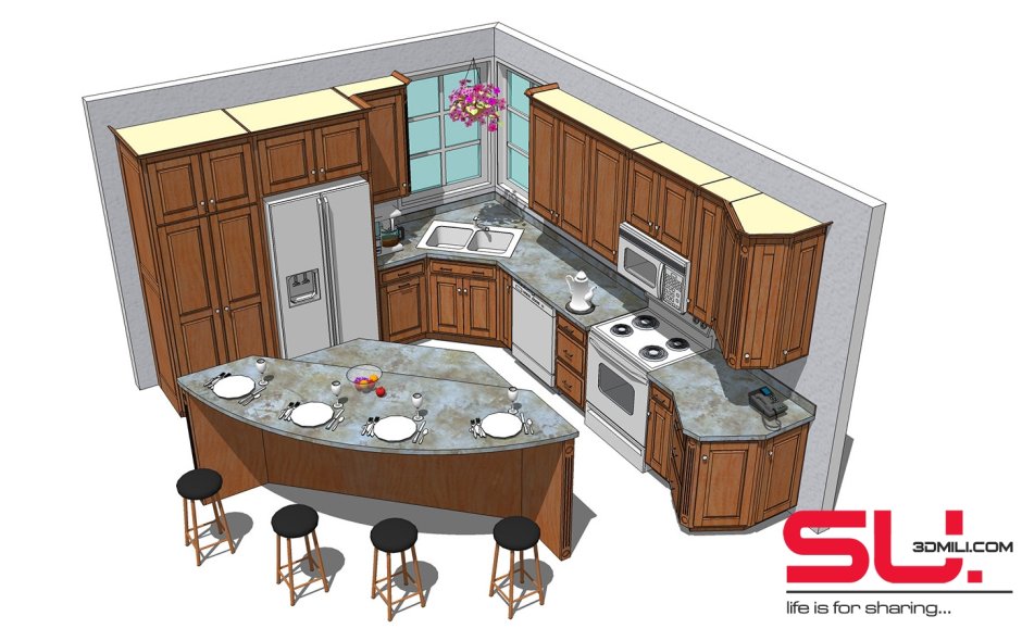 Модель кухни скетч ап