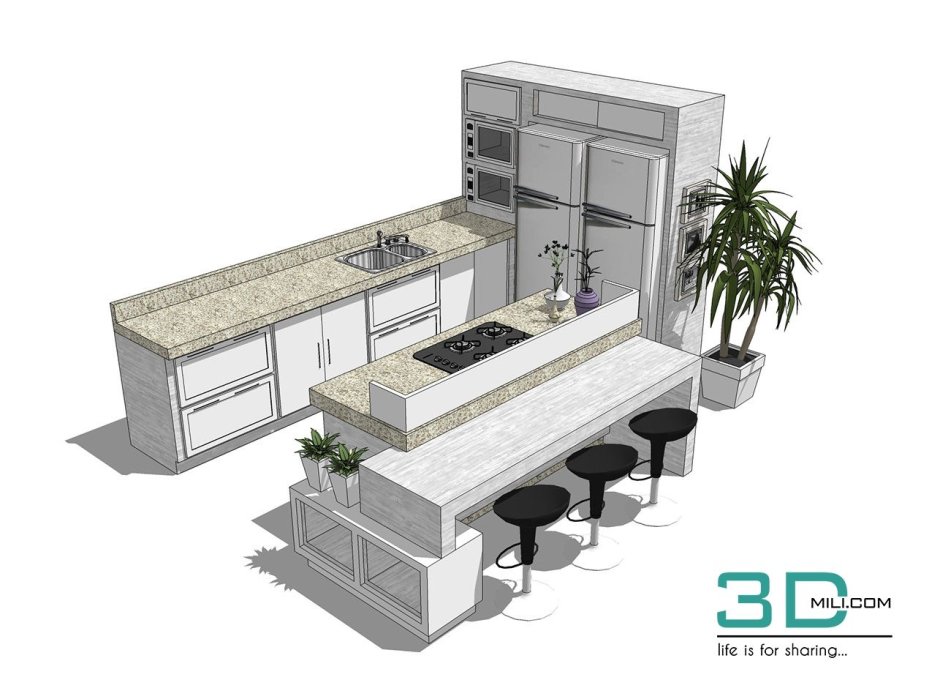Модели кухонь для скетчап