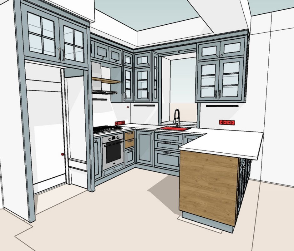 Скетчап модель кухни угловая