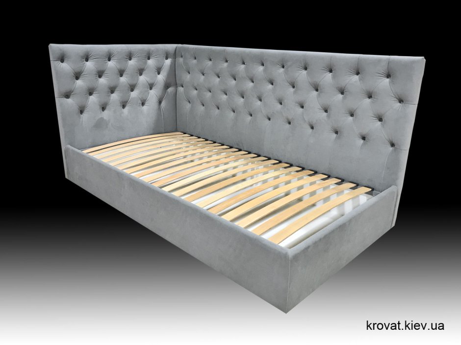 Кровать односпальная с мягкой спинкой