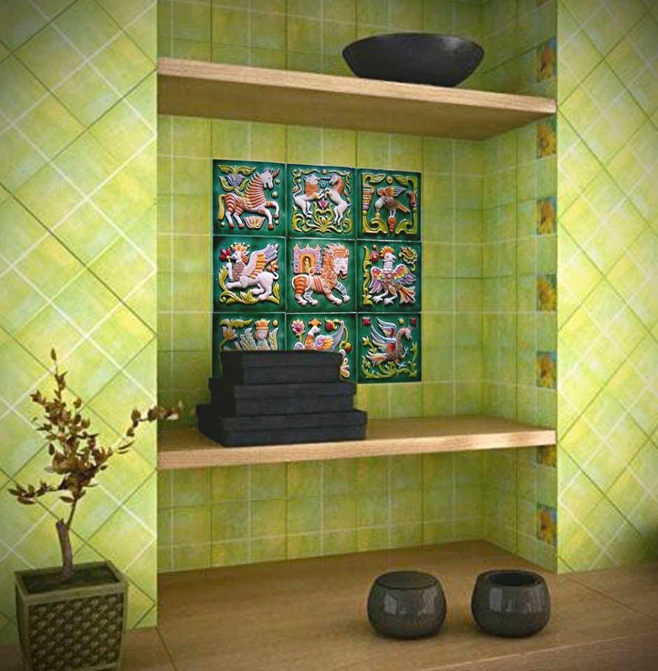 Изразцы в интерьере кухни