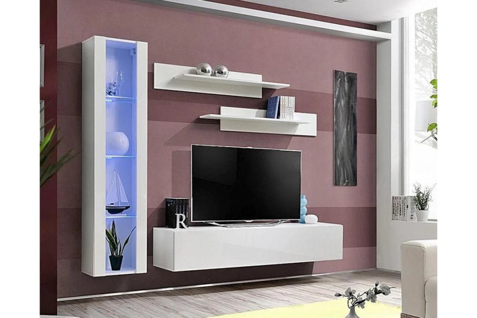 Стенка Флай глянец белая