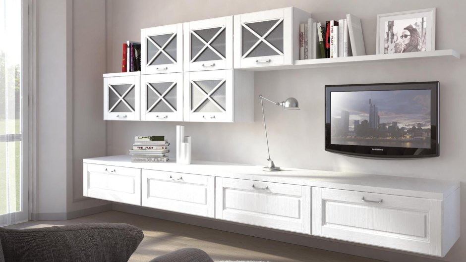 Тумба ТВ подвесная современная классика