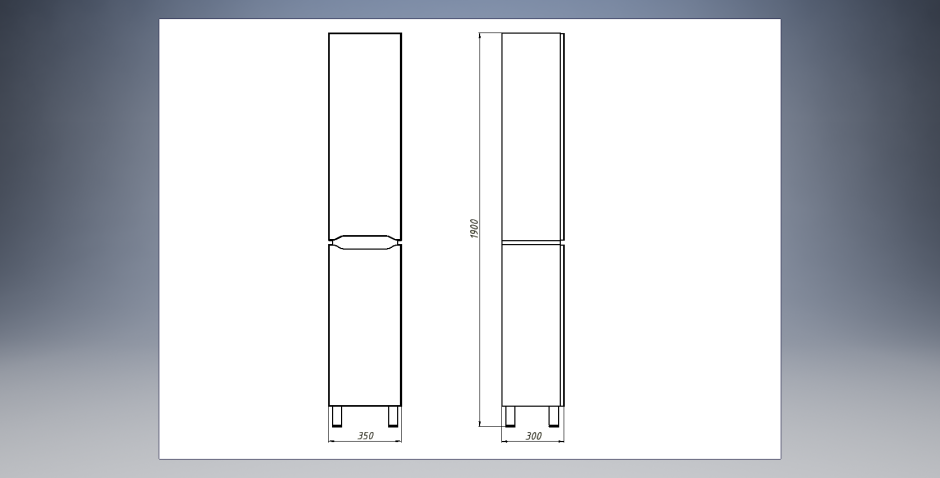 Пенал Briz Милана 35 напольный цв. Белый правый