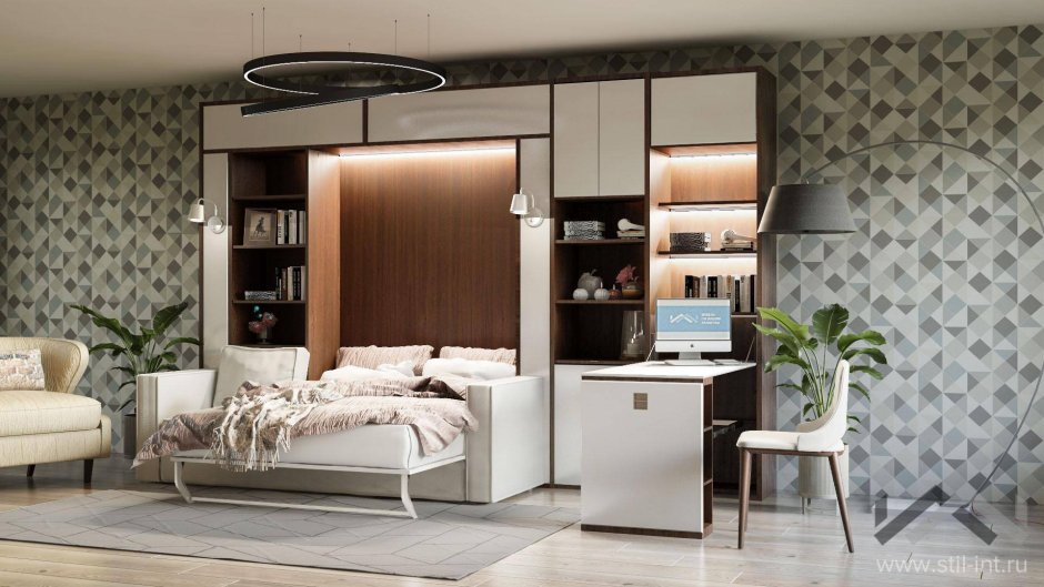 Шкаф-диван-кровать трансформер Мебелионика