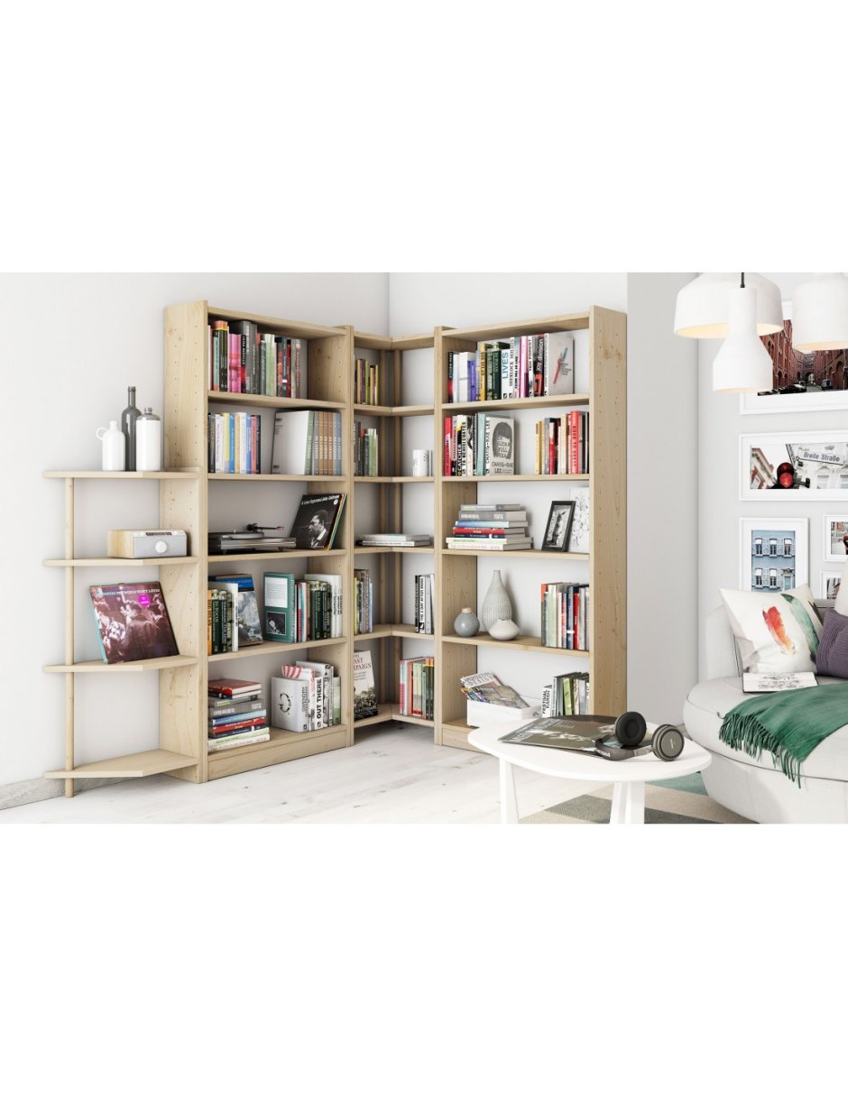 Угловой стеллаж в комнату