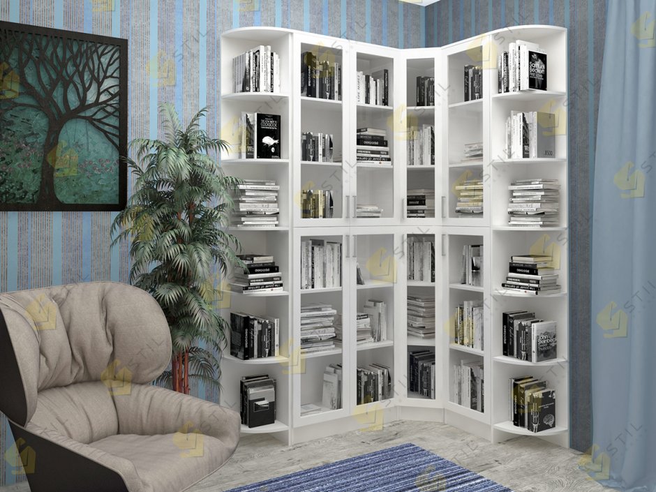 Угловой книжный стеллаж