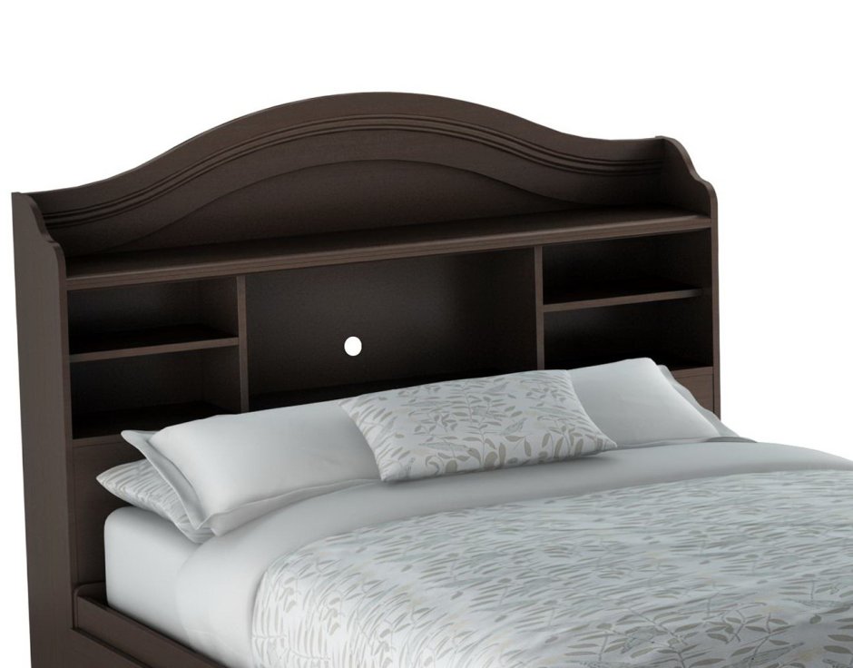 Кровать двуспальная с полками в изголовье