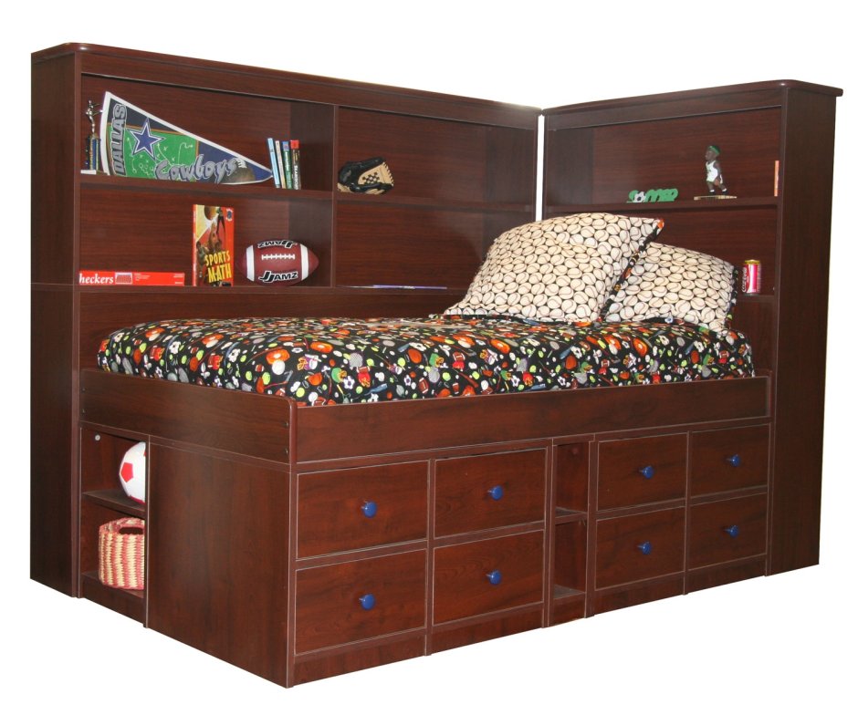 Кровать с полками