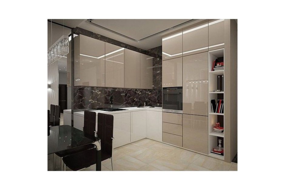 Модная кухня с большими шкафами
