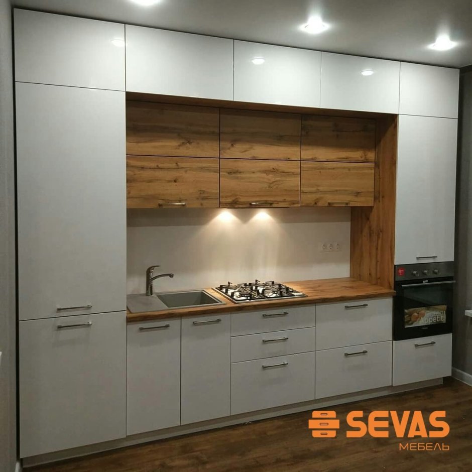 Кухня Эггер двухуровневая прямая