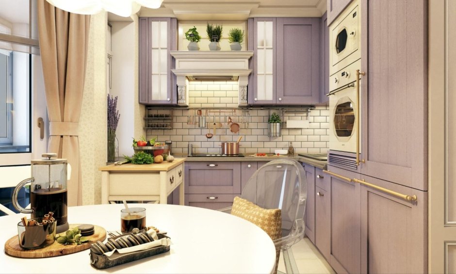 Кухня в сиреневом цвете
