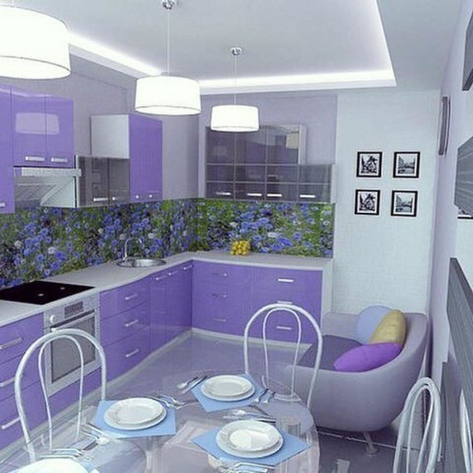 Бледно розовая кухня