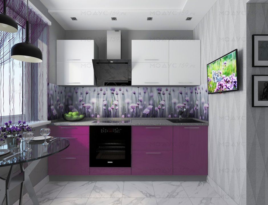 Кухня в фиолетовых оттенках
