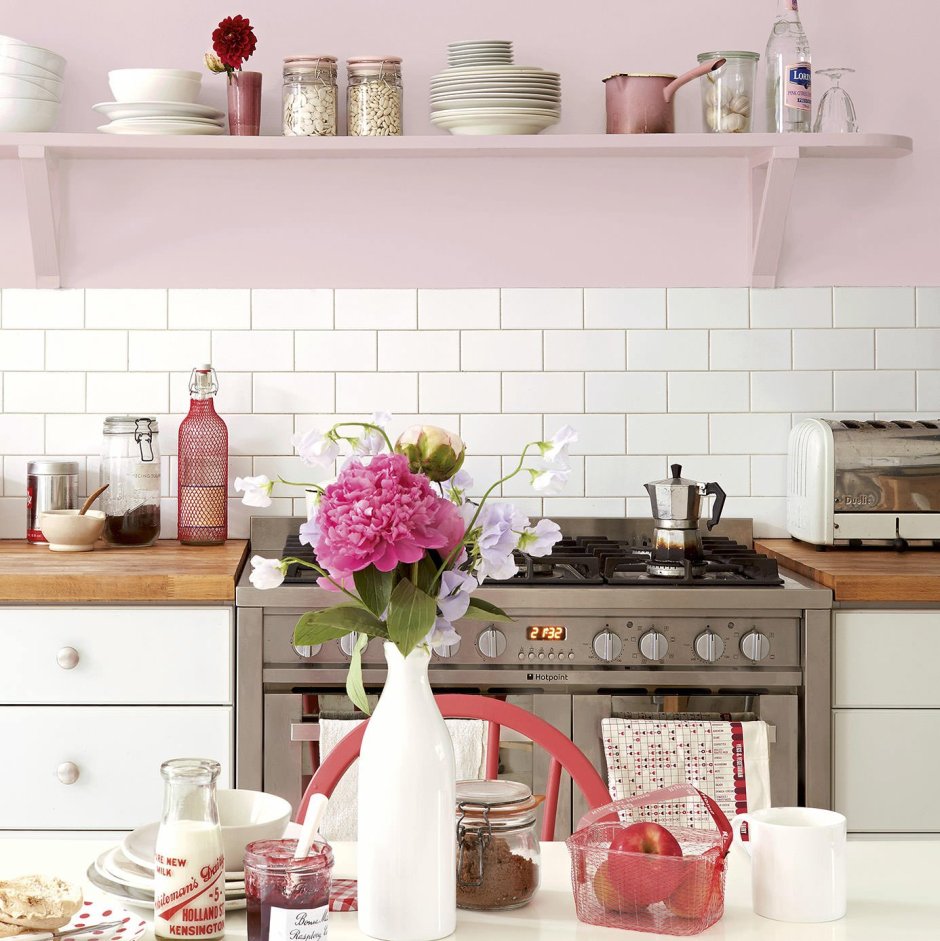 Кухня сиреневая с серым