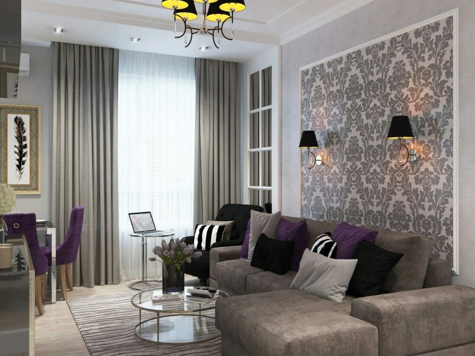 Гостиная в серых тонах