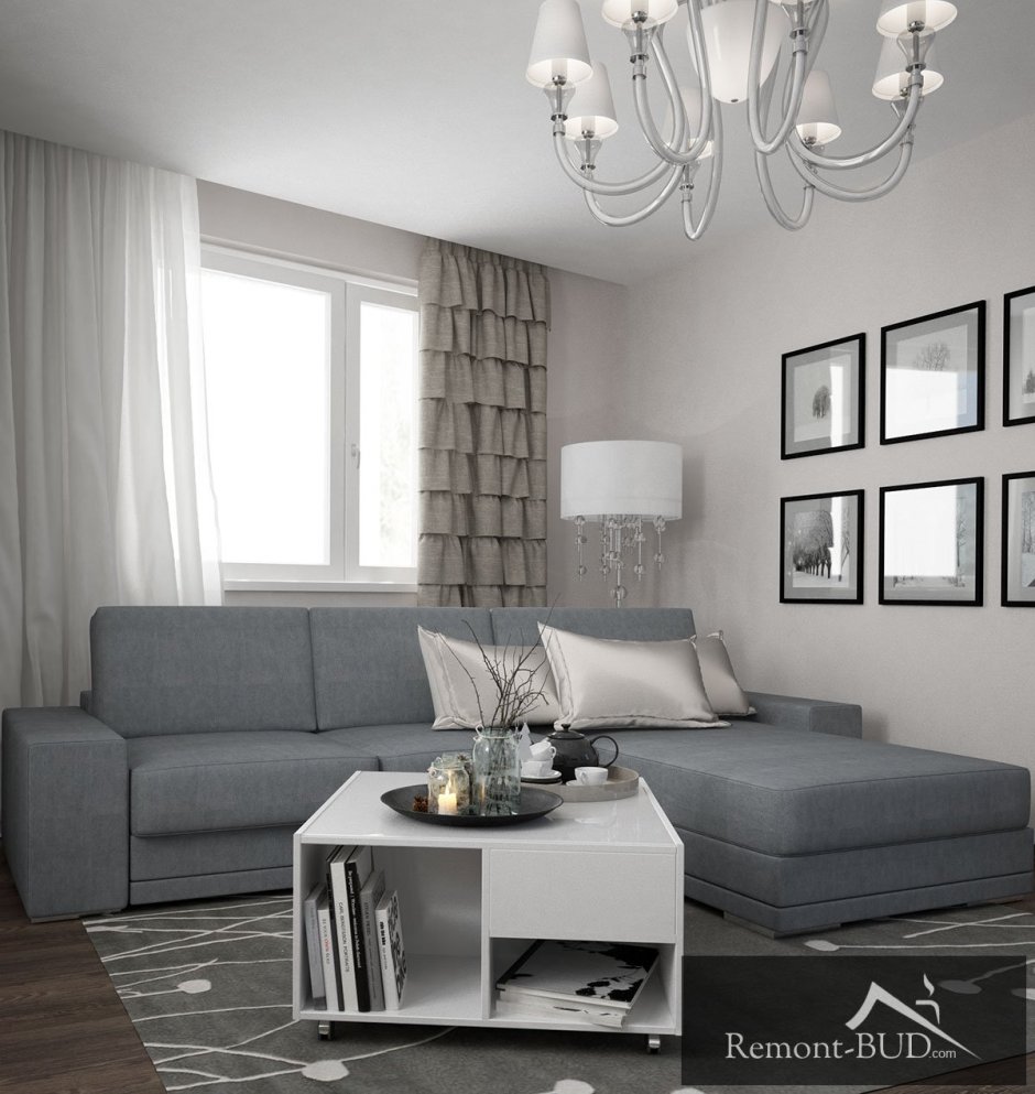 Серый интерьер гостиной
