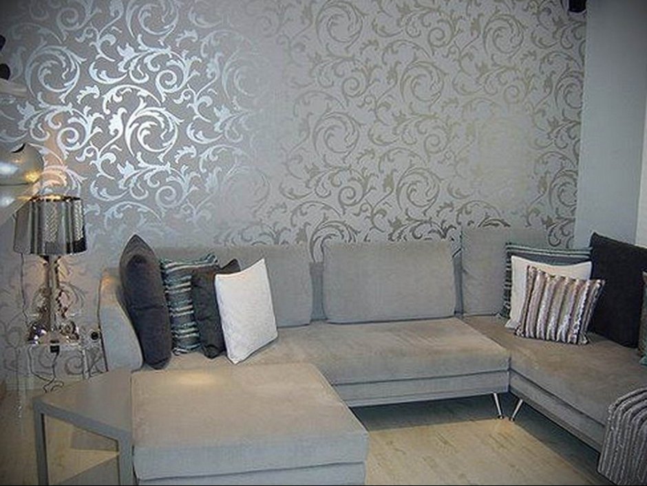 Гостиная в бежево серебряных тонах