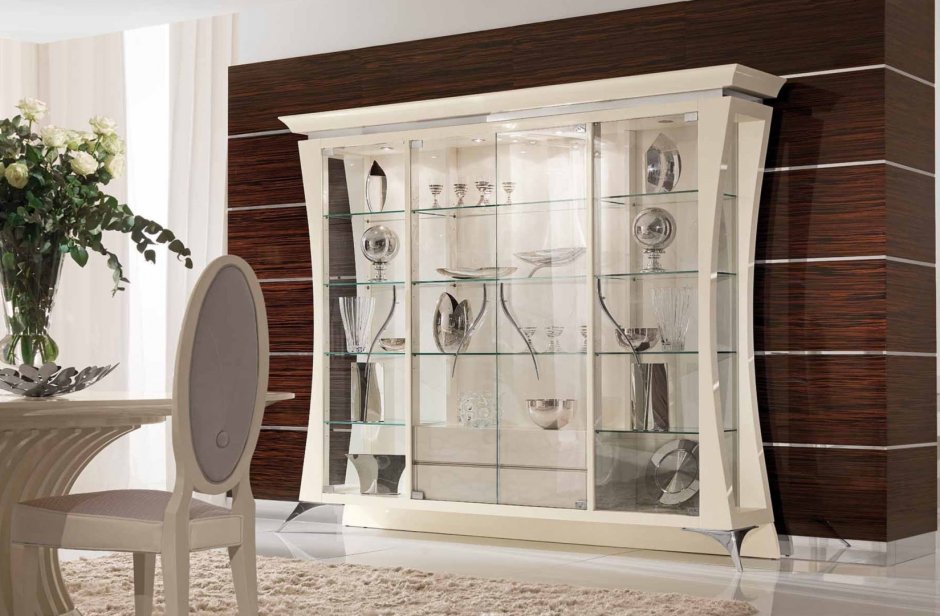 Шкаф витрина Версаль Модерн белый глянец