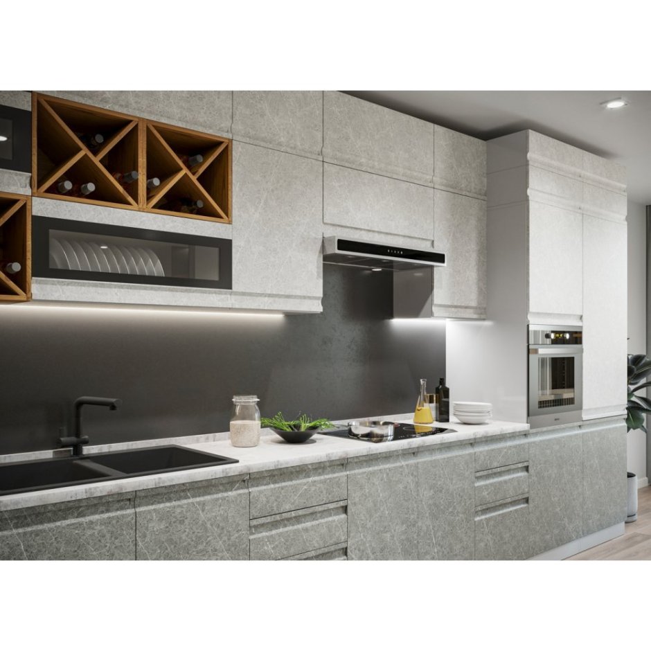 Кухня скала гранит грей