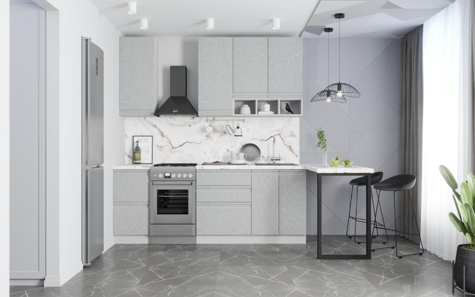 Кухня скала гранит грей