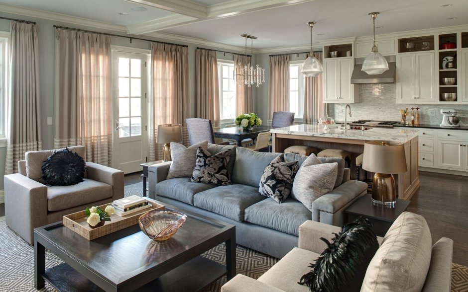 Кухня гостиная в американском стиле