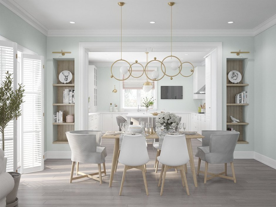 Кухня гостиная американская классика