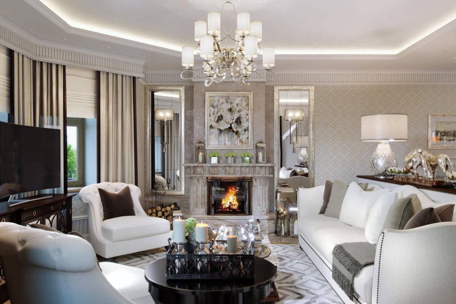 Кухня гостиная в европейском стиле