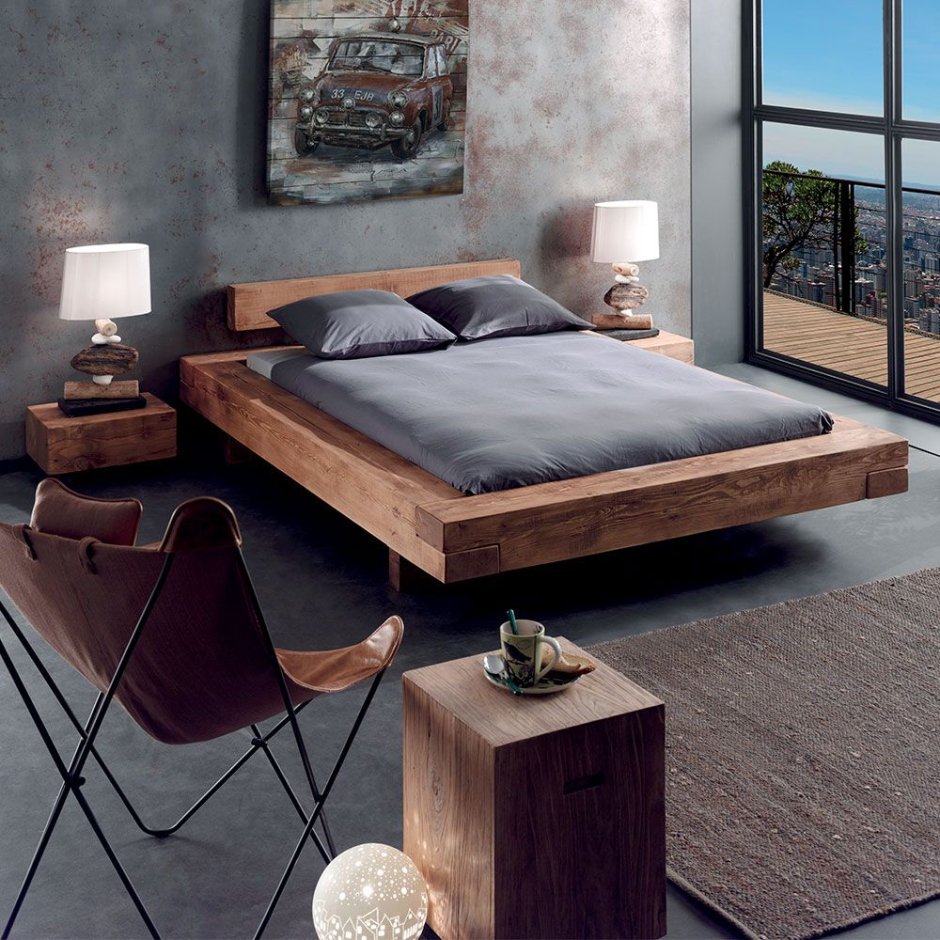 Кровать в стиле лофт