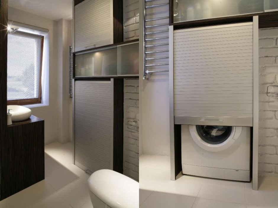 Шкаф со стиральной машиной в ванную