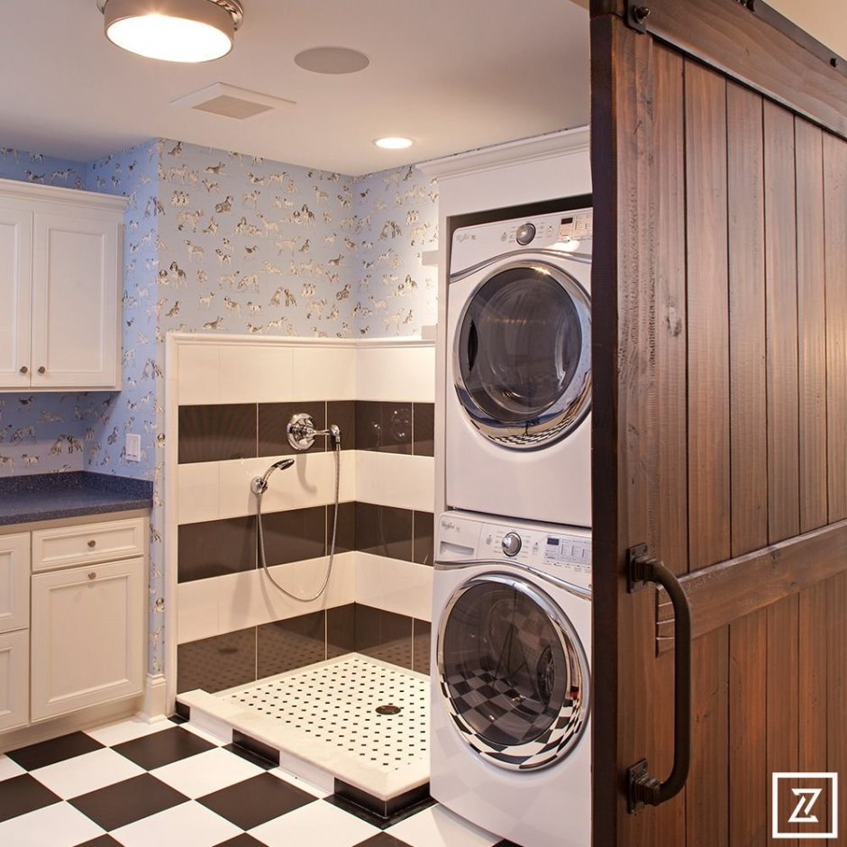 Постирочная в ванной в частном доме