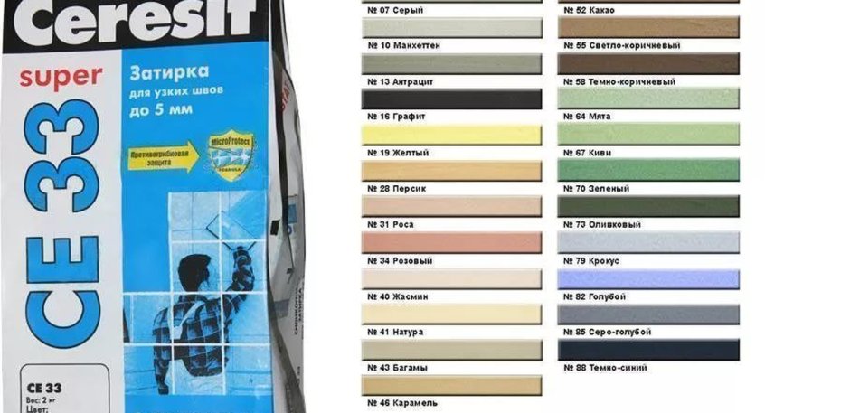 Палитра затирка Ceresit се 33